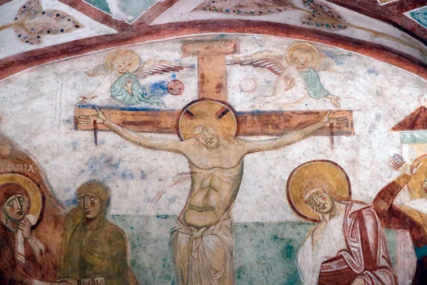 Patriarchale Basiliek Van Aquileia Crypte Van Fresco 12E Eeuw Kruisiging — Stockfoto