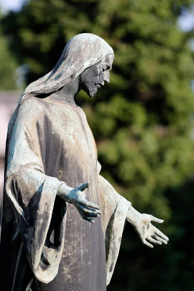 Monumental Kyrkogård Staty Jesus Milano Italien — Stockfoto
