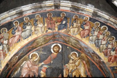 Cenova Katedrali, San Lorenzo Katedrali. İsa ve 12 havari. Fresk. Ceneviz. İtalya. 