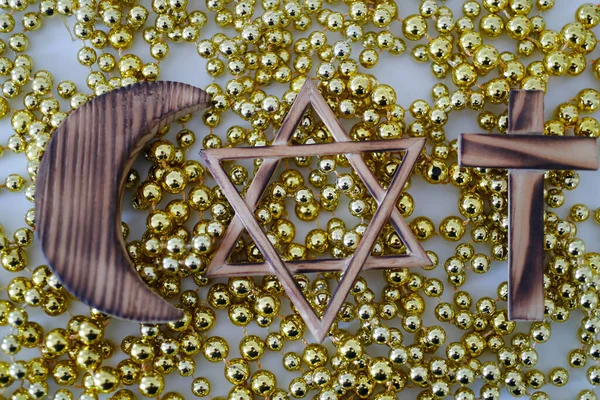 Symbole Religijne Islam Judaizm Chrześcijaństwo — Zdjęcie stockowe