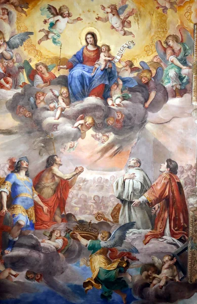 Virgin Mary Child Fresco Palazzo Fieschi Crosa Vergagni Genoa Italy — Stock Photo, Image