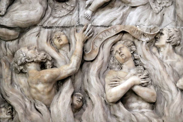 Basílica Santa Maria Delle Vigne Juicio Final Demonios Escultura Génova —  Fotos de Stock