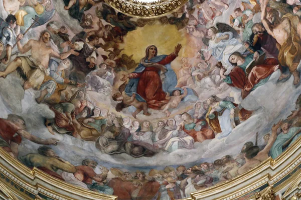 Maagd Maria Een Fresco Kerk Van San Donato Genua Italië — Stockfoto