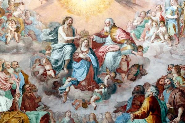 Kroning Van Maagd Een Fresco Basiliek Van Santissima Annunziata Del — Stockfoto