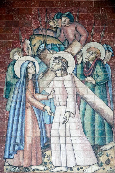 Útočiště Fatimy Cesta Kříže Ježíš Potká Svou Matku Kristova Vášeň — Stock fotografie