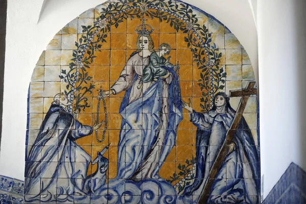 Museo Evora Azulejos Santo Domingo Recibiendo Rosario Virgen Portugal — Foto de Stock