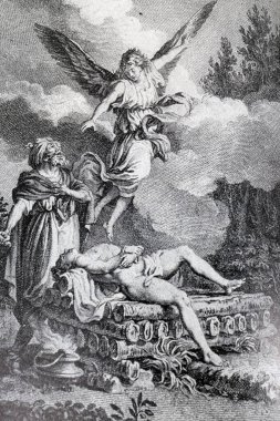 İncil. Eski Ahit. İbrahim İshak 'ı sunuyor.