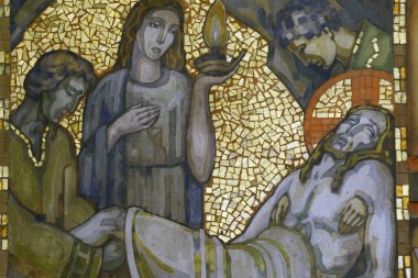 Haçın yolu. 14. istasyon: İsa mezarda yatıyor. Annecy. Fransa.