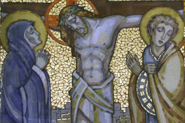 Haçın yolu. 12. İstasyon: İsa çarmıhta ölür. Annecy. Fransa.