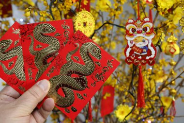 Çin ve Vietnam Yeni Yıl kutlamaları için kırmızı zarflar (hongbao). Kırmızı renk iyi şansın sembolüdür..