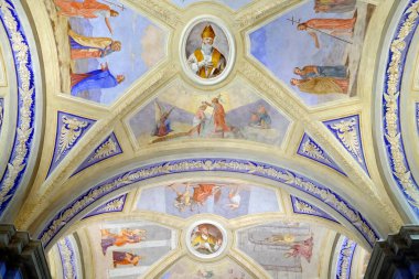 Aziz Jean Baptiste Kilisesi. F Mucengo 'nun duvar resmi. Aziz Vaftizci Yahya 'nın hayatı. Melife. Fransa..