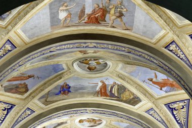 Aziz Jean Baptiste Kilisesi. F Mucengo 'nun duvar resmi. Aziz Vaftizci Yahya 'nın hayatı. Melife. Fransa..