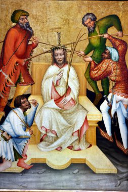 Ulusal Müze. Dikenli taç. Firwood panelleri Graudenz 'deki Töton Şövalyelerinin Şapeli' nden. Varşova. Polonya.