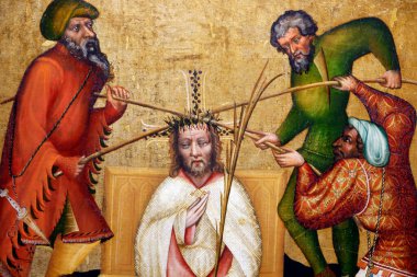 Ulusal Müze. Dikenli taç. Firwood panelleri Graudenz 'deki Töton Şövalyelerinin Şapeli' nden. Varşova. Polonya.