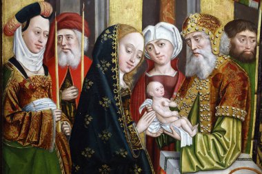 Ulusal Müze. Tapınakta sunum. 1499. Hamburg 'daki katedralden firavun odunu panelleri. Varşova. Polonya.