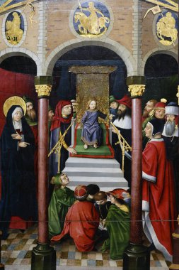 Ulusal Müze. İsa, hukuk öğretmenleriyle konuşur. Kudüs üç parçalı. 1497-150O. Gdansk 'taki Bayan Kilisemiz. Varşova. Polonya.