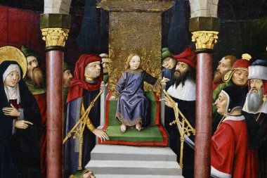 Ulusal Müze. İsa, hukuk öğretmenleriyle konuşur. Kudüs üç parçalı. 1497-150O. Gdansk 'taki Bayan Kilisemiz. Varşova. Polonya.