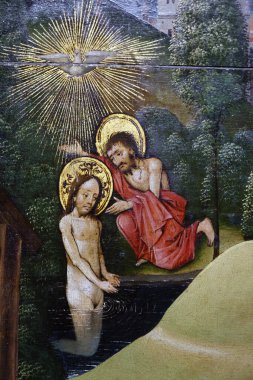 Ulusal Müze. Vaftizci Yahya 'nın İsa' nın vaftiz töreni. Kudüs üç parçalı. 1497-150o arası. 1497-150O. Gdansk 'taki Bayan Kilisemiz. Varşova. Polonya.