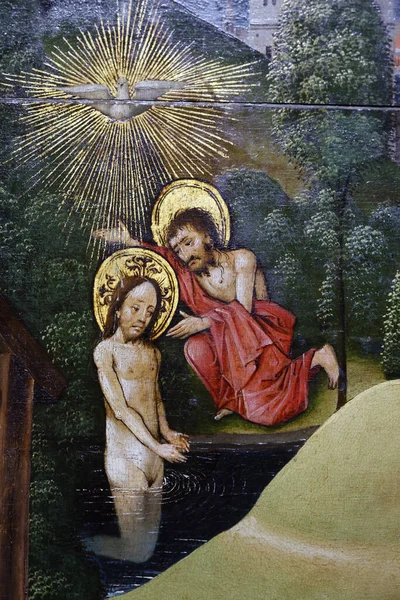 Ulusal Müze. Vaftizci Yahya 'nın İsa' nın vaftiz töreni. Kudüs üç parçalı. 1497-150o arası. 1497-150O. Gdansk 'taki Bayan Kilisemiz. Varşova. Polonya.