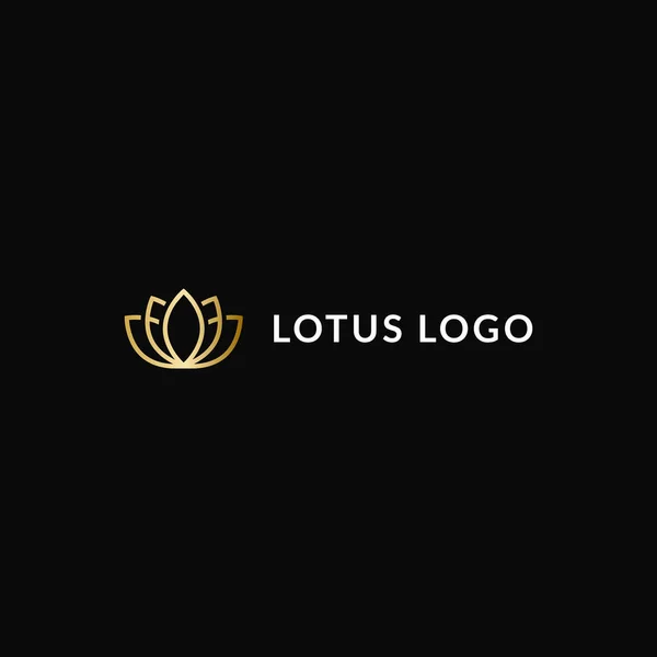 Altın Lotus Çizgisi Sanat Logosu Tasarımı Logo Şablonu — Stok Vektör