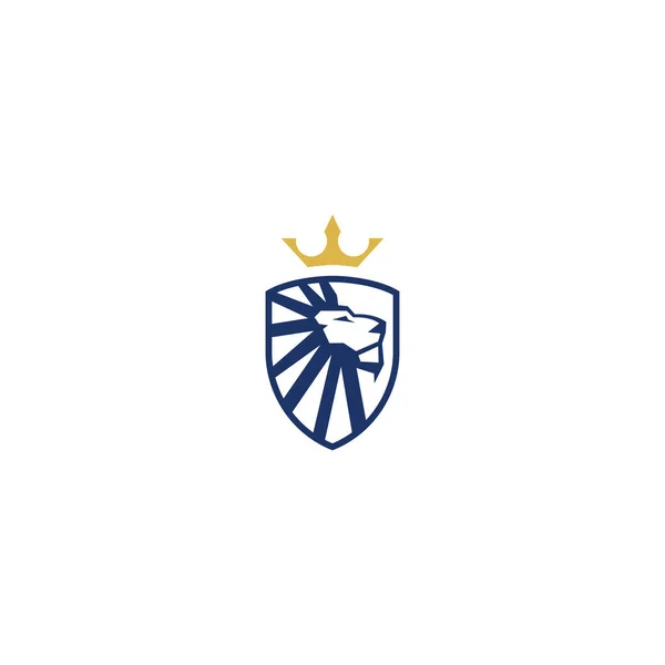 Couronne Bouclier Lion Logo Design Modèle Logo — Image vectorielle