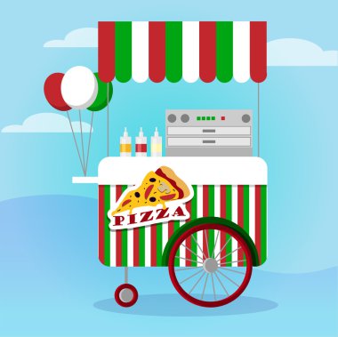 Sokak gıda vektör - pizza kamyon