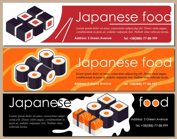 Japanese food flyer sushi vector - horisontal — Stock Vector