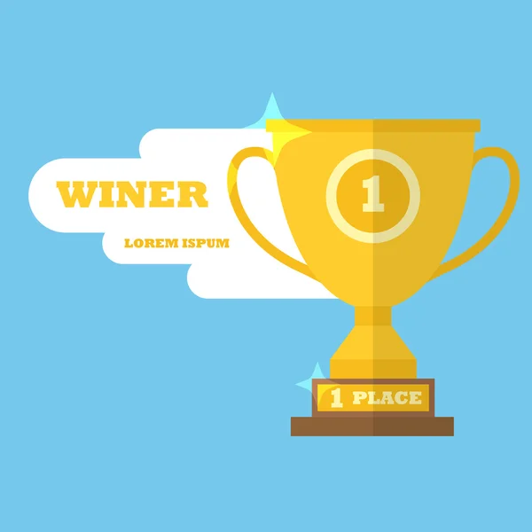 Coupe gagnante design plat - trophée - première place — Image vectorielle