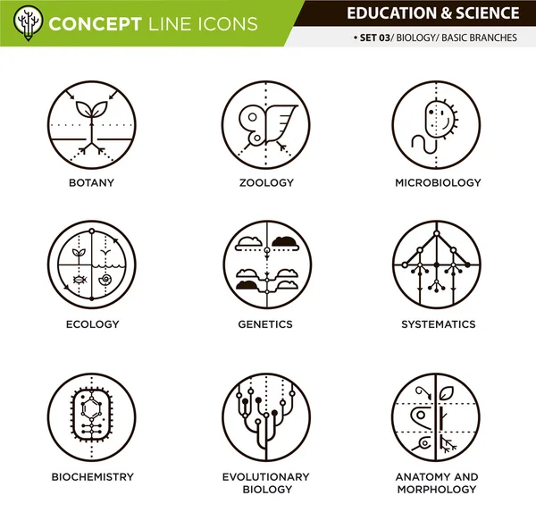 Concept Line Iconos Set 2 Biología — Vector de stock