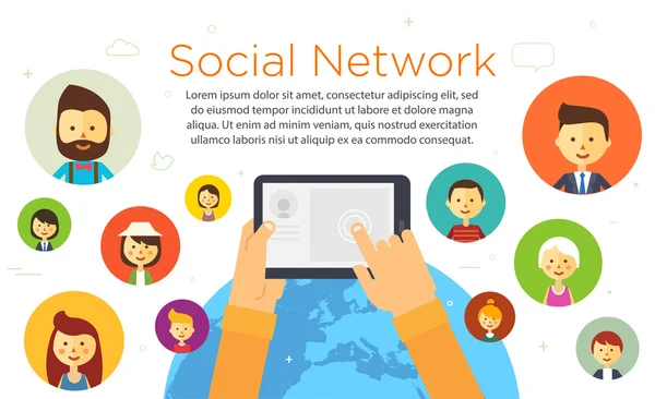 Chat en ligne illustration de réseau social — Image vectorielle