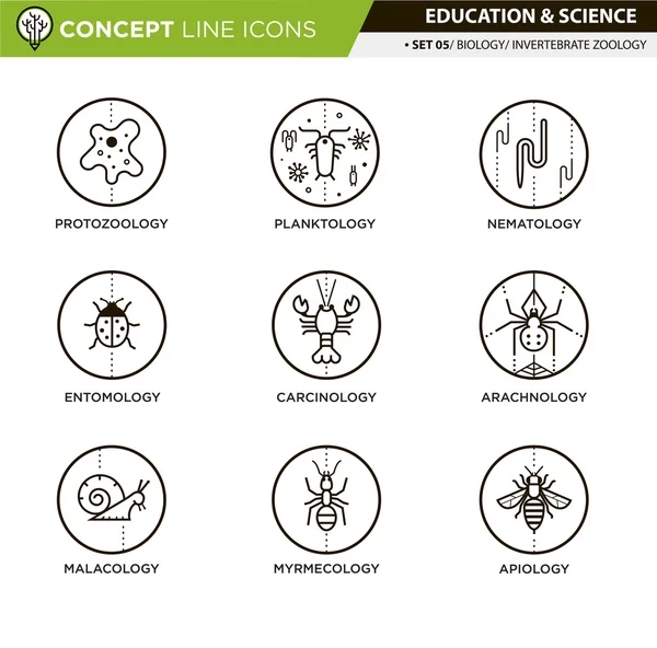 Conjunto de iconos de línea conceptual 5 Biología — Vector de stock