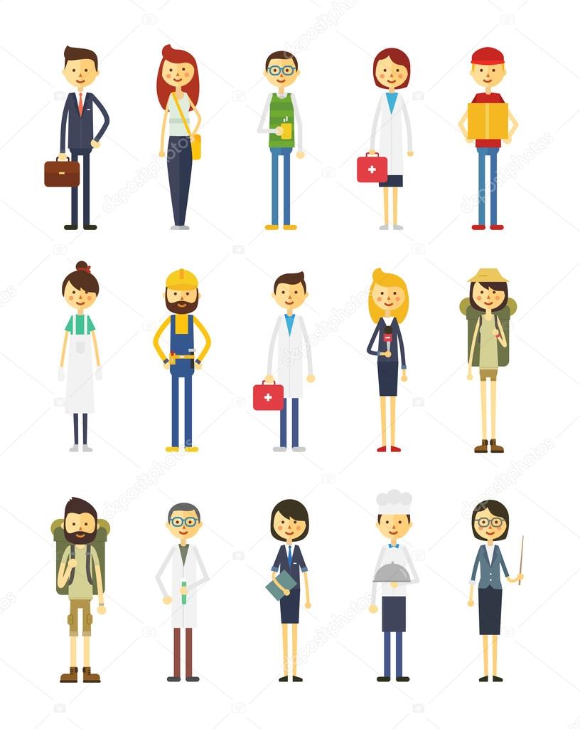 Cartoon vector characters of different professions