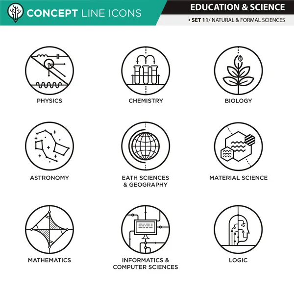 Concept Line Icons Set 11 Ciencias naturales y formales — Vector de stock