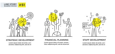 İllüstrasyonlar kavramı işadamları ile kümesi. İş akışı, büyüme, grafik. İş geliştirme, kilometre taşları. Doğrusal illüstrasyon simgeler infographics. Açılış sayfası sitesi baskı poster