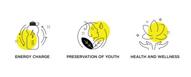 İnsanların resimlendirildiği bir dizi illüstrasyon. Sağlıklı gıda, sağlık, diyet, fitness ilacı. Düz illüstrasyon ikonikleri bilgi grafikleri. İniş sayfası baskı posteri.