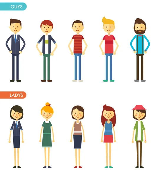 Personajes casual set para su uso en el diseño — Vector de stock