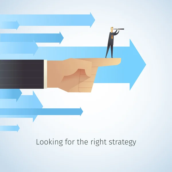 Doğru strateji için seyir arrows.businessman ile el sıkışan işadamı