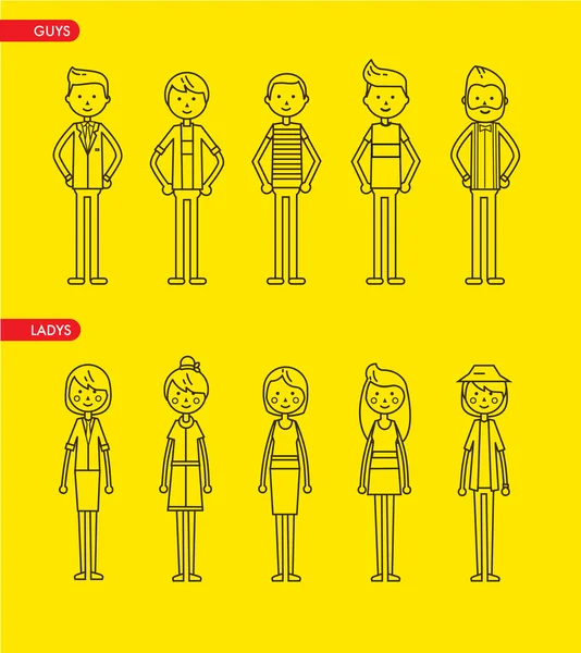 Casual set characters for use in design — Stock Vector