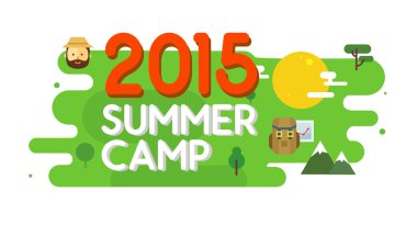 yaz kampı poster. vektör çizim.