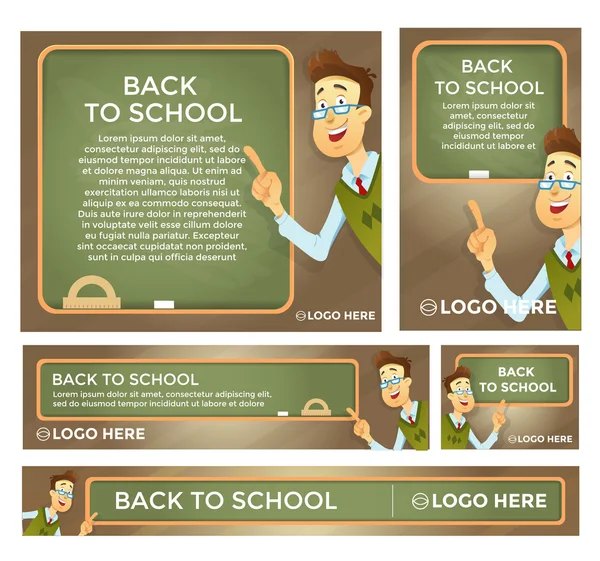 Back to school banner set different sizes — Stock Vector
