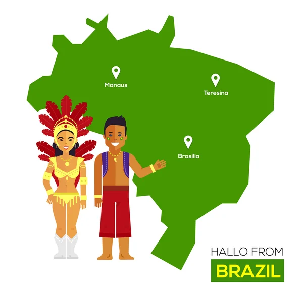 여행 브라질 랜드마크 플랫 아이콘 디자인.vector 개념 — 스톡 벡터