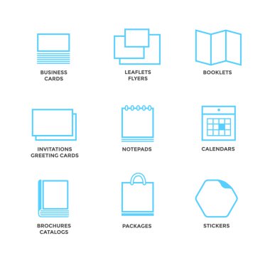 Icons of various print media. clipart