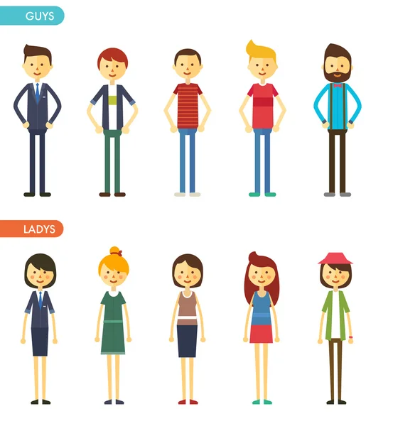Casual set characters for use in design — Stock Vector