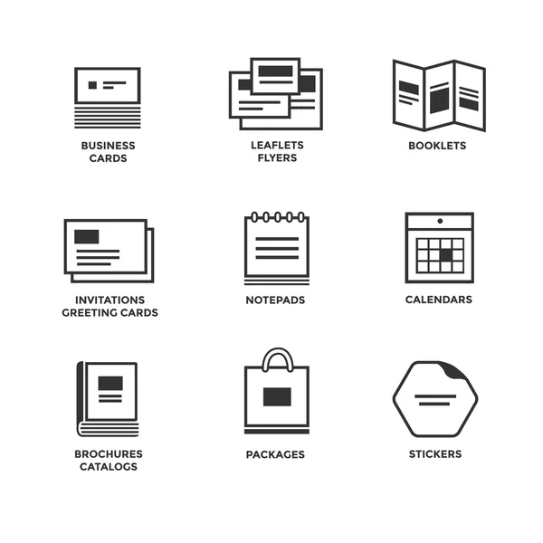 Pictogrammen van diverse gedrukte media. — Stockvector