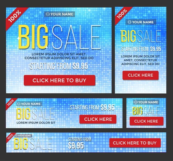 Big, half price and one day sale banners. Vector. — Stock Vector