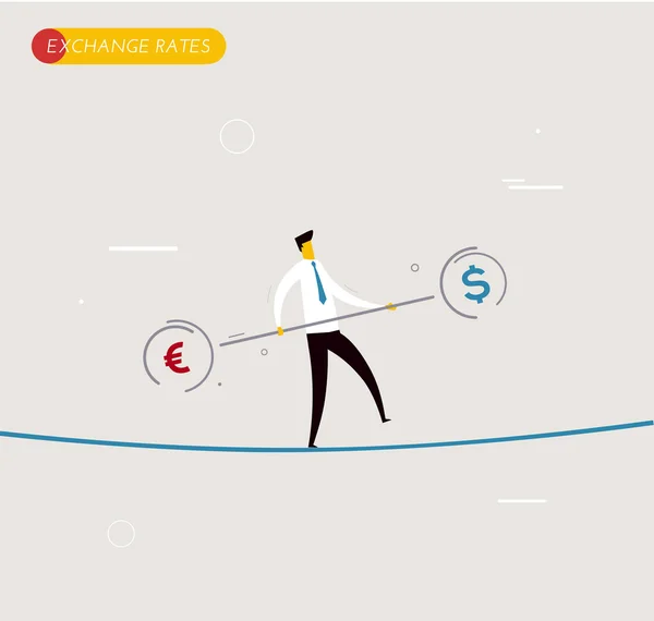 Empresario caminando en equilibrio de cuerda floja . — Vector de stock