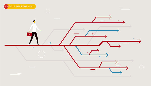 Бизнесмен выбирает правильный путь
