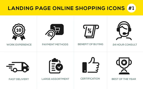 Icone di design flat line per shopping online, banner del sito web e landing page — Vettoriale Stock