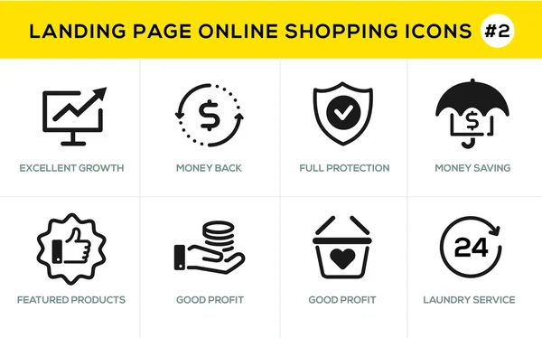 Icônes de conception de ligne plate pour le magasinage en ligne, bannière de site Web et page de destination — Image vectorielle