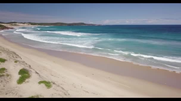 Une plage de sable près de l'océan — Video